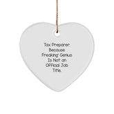 Funny Tax Preparer Heart Ornament Gifts for Men from Coworkers - 'genius Is Not An Official Job Title' Christmas Unique Gifts - Image 1